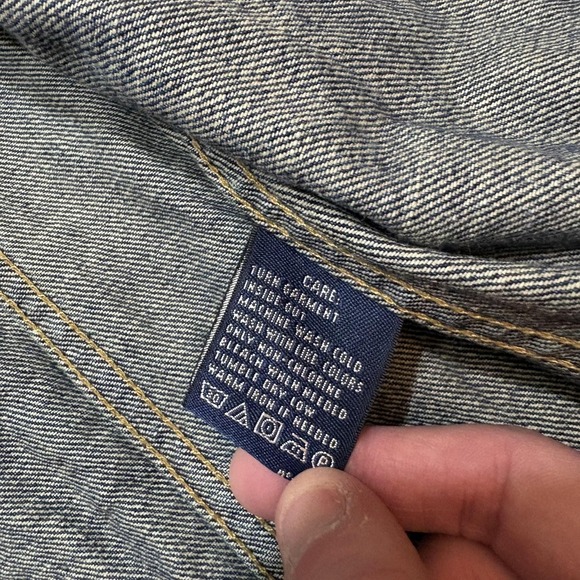 Vtg Ralph Lauren Sport Denim Jacket Womens Medium Blue Full Zip Trucker Western - Picture 14 of 16